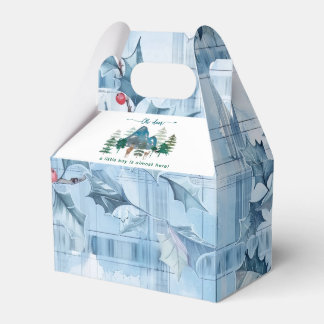 Caja Para Regalos Ducha de bebé de gingham floral azul oh ciervo