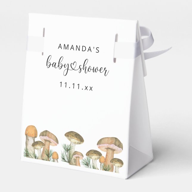 Caja Para Regalos Ducha de bebé de hongos del bosque  (Reverso)