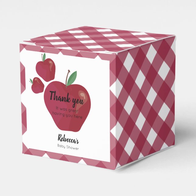 Caja Para Regalos Ducha de bebé de manzana roja (Costado Anverso)