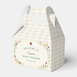 Caja Para Regalos Ducha de bebé de margarita mariquita y cuadros lin