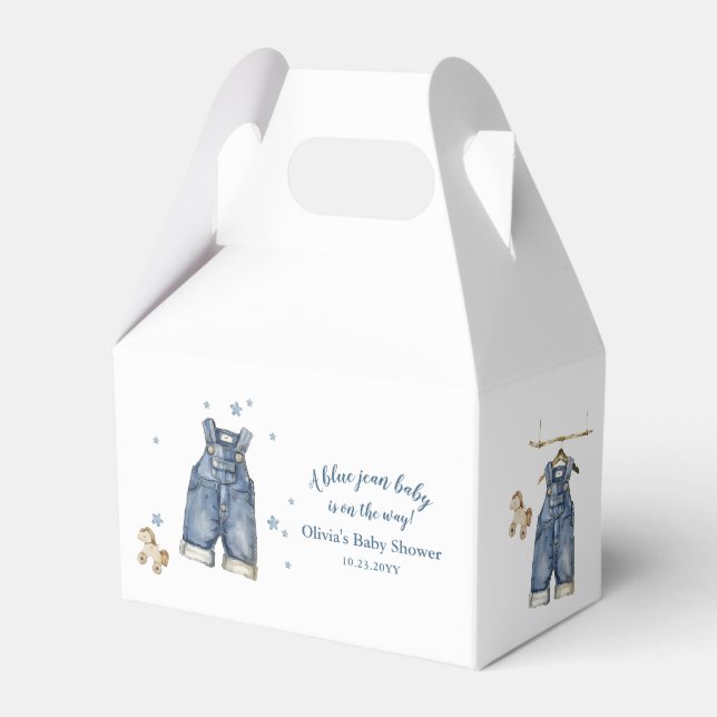 Caja Para Regalos Ducha de bebé de mezclilla azul (Front Side)