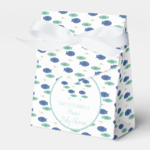 Caja Para Regalos Ducha de Bebé de Peces Nadando Azules