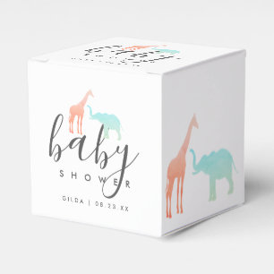 Caja Para Regalos Ducha de Bebé Elegante Jirafa Elefante