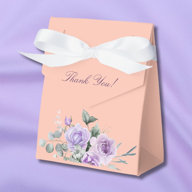 Caja Para Regalos Ducha de Bebé Floral Lila Melocotón Peonía (Subido por el creador)