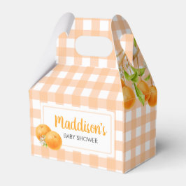 Caja Para Regalos Ducha de bebé Gingham naranja