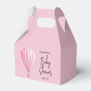 Caja Para Regalos Ducha de bebé globo aerostático rosa