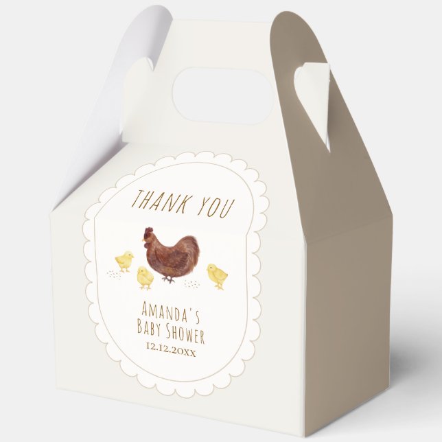 Caja Para Regalos Ducha de bebé granja boho minimal neutral (Anverso)