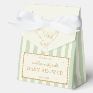 Caja Para Regalos Ducha de Bebé Harry Potter Hedwig Verde a Rayas