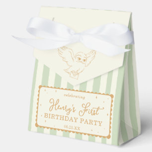 Caja Para Regalos Ducha de Bebé Harry Potter Hedwig Verde a Rayas