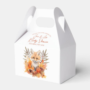 Caja Para Regalos Ducha de Bebé Hojas de Acuarela de Zorro del Bosqu