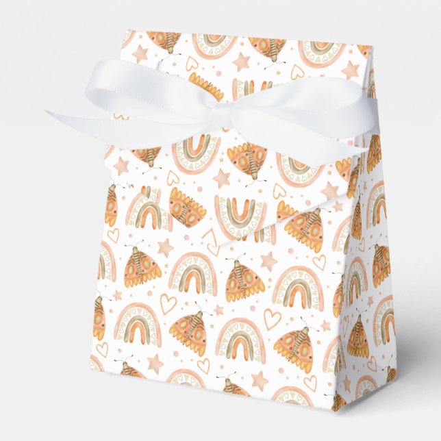 Caja Para Regalos Ducha de Bebé Mariposa Acuarela Arcoíris Boho (Front Side)