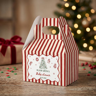 Caja Para Regalos Ducha de bebé navideña Red Stripe