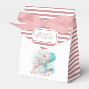 Caja Para Regalos Ducha de Bebé Niña Ballenas Acuarela Floral
