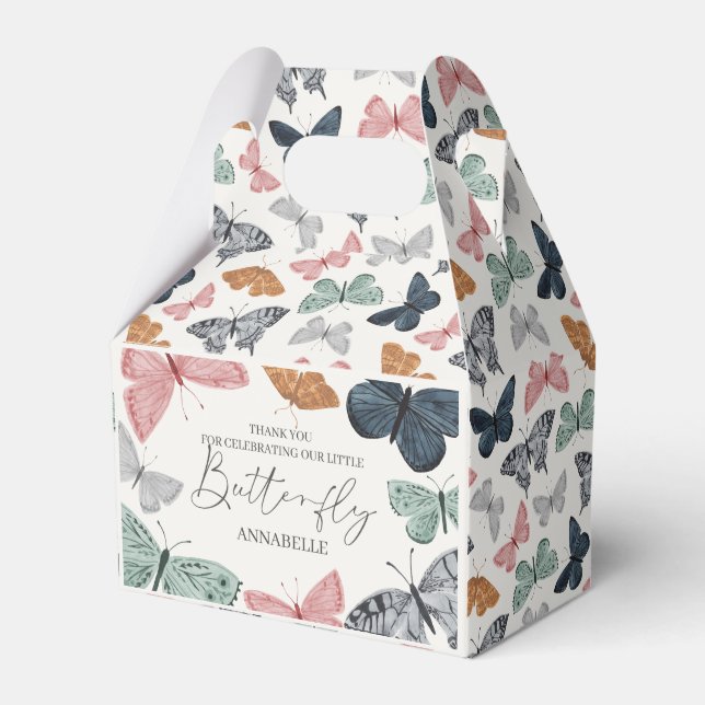Caja Para Regalos Ducha de bebé o cumpleaños de pequeña mariposa boh (Front Side)