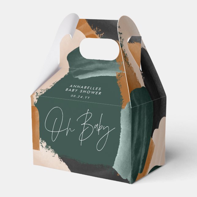 Caja Para Regalos Ducha de bebé Oh bebé terracota verde abstracto (Front Side)