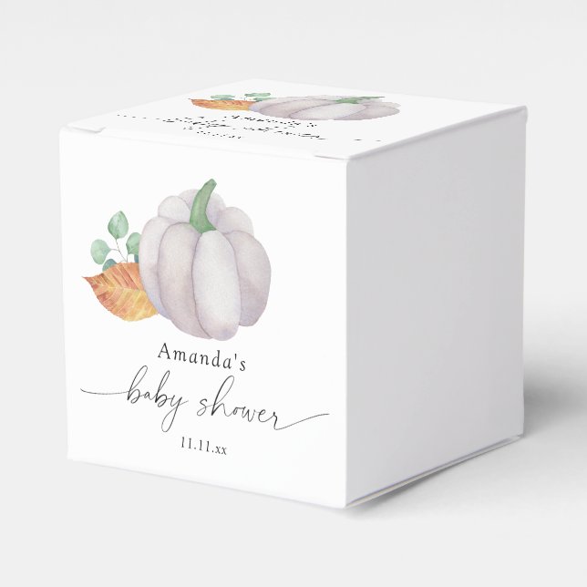 Caja Para Regalos Ducha de bebé otoño de calabaza blanca (Costado Anverso)