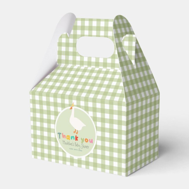 Caja Para Regalos Ducha de Bebé Pato Tonto Verde Neutral (Front Side)