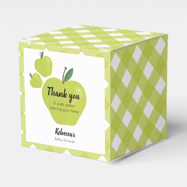 Caja Para Regalos Ducha de bebé verde de manzana (Costado Anverso)