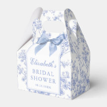 Ducha de Boda Floral con Lazo Azul Vintage