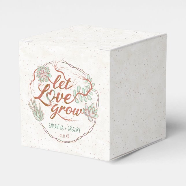 Caja Para Regalos Ducha de bodas deja que el amor crezca suculenta p (Costado Anverso)