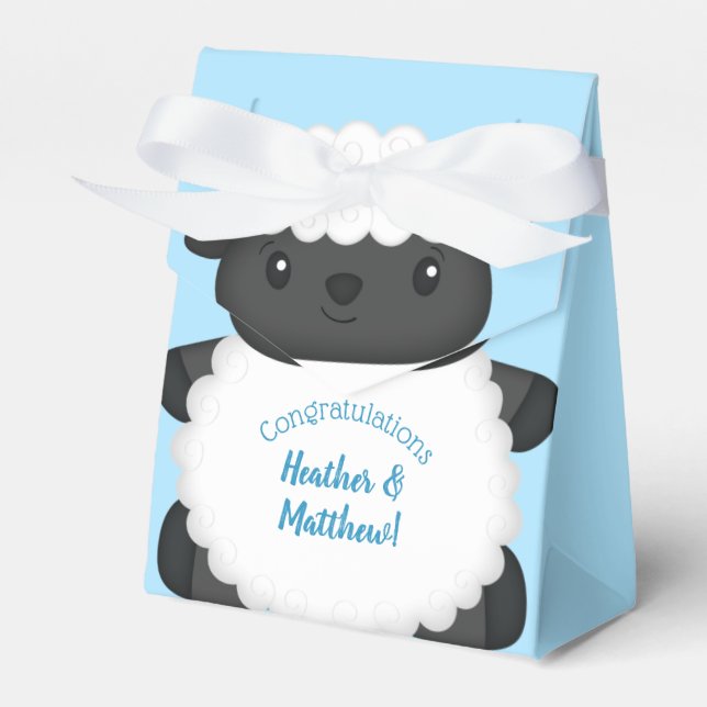 Caja Para Regalos Ducha de Cordero Azul (Front Side)