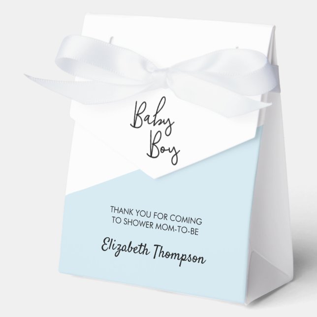 Caja Para Regalos Ducha de niño bebé azul personalizado (Anverso)