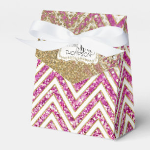 Caja Para Regalos Ducha de novia Chevron Purpurina a rayas