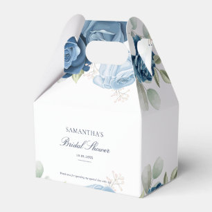 Caja Para Regalos Ducha de Novia con Acuarela Azul Polvoriento Flora