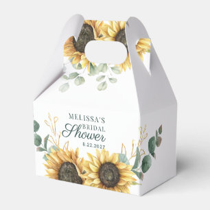 Caja Para Regalos Ducha de Novia con Girasoles Florales y Eucalipto