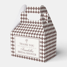 Caja Para Regalos Ducha de Novia Cuadros Arlequín Marrón