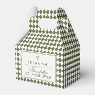 Caja Para Regalos Ducha de Novia de Cuadro de Arlequín Verde Oliva