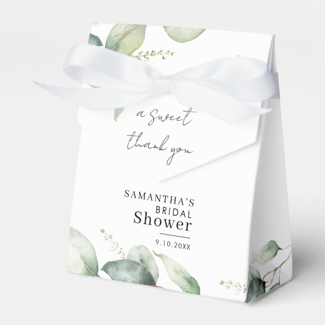 Caja Para Regalos Ducha de Novia de Foliage Botánico de Eucalipto (Front Side)
