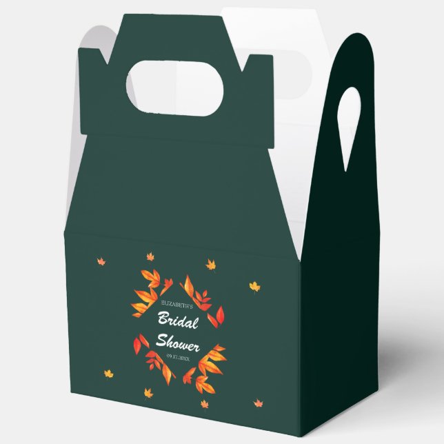 Caja Para Regalos Ducha de Novia de Hojas de Otoño Rústico Moderno (Abierto)