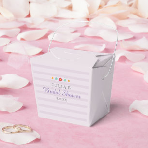 Caja Para Regalos Ducha de Novia de Rayas Moradas Florales