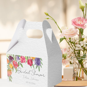 Caja Para Regalos Ducha de Novia Divertida y Brillante con Tulipanes