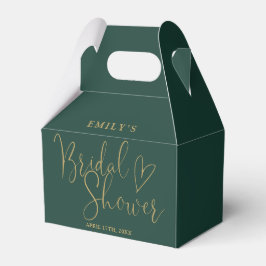 Caja Para Regalos Ducha de Novia en Verde Esmeralda y Letra Dorada