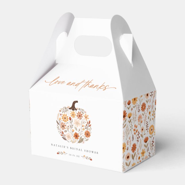 Caja Para Regalos Ducha de Novia Floral de Otoño con Calabaza (Front Side)