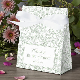 Caja Para Regalos Ducha de Novia Floral Vintage Verde Salvia Francés