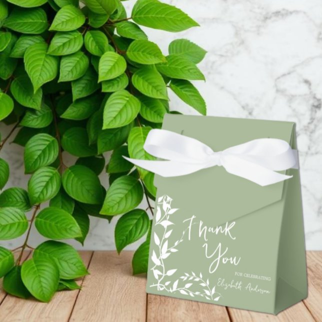 Caja Para Regalos Ducha de Novia Hojas Botánicas Verde Salvia (Subido por el creador)