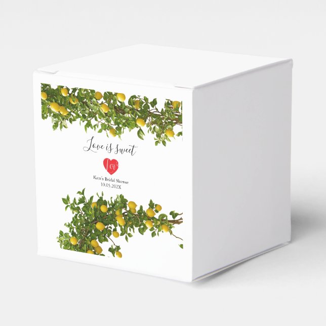 Caja Para Regalos Ducha de novia Limones El amor es dulce  (Costado Anverso)
