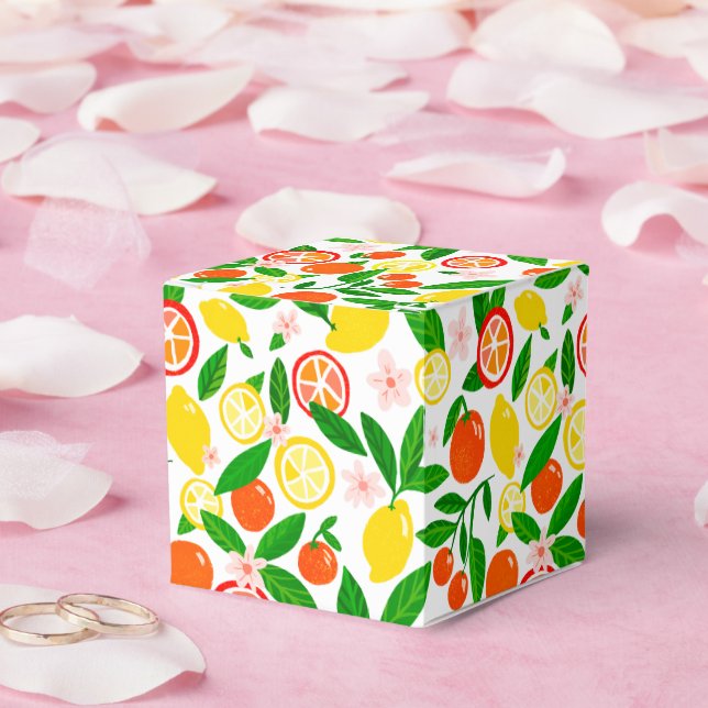 Caja Para Regalos Ducha de Novia Limones Naranjas Celebración de Cít (Boda)