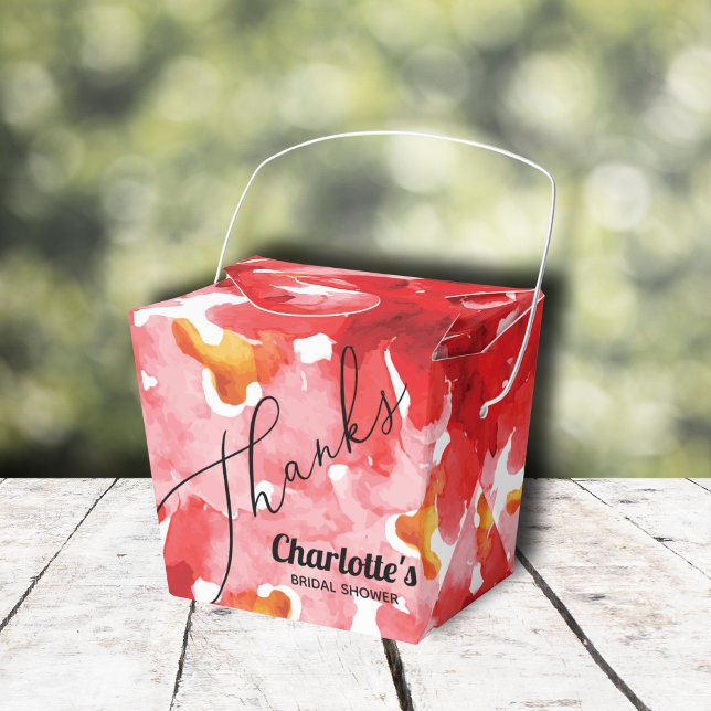 Caja Para Regalos Ducha de Novia Rosas Modernas (Red roses floral bridal shower takeout-style favor boxes)