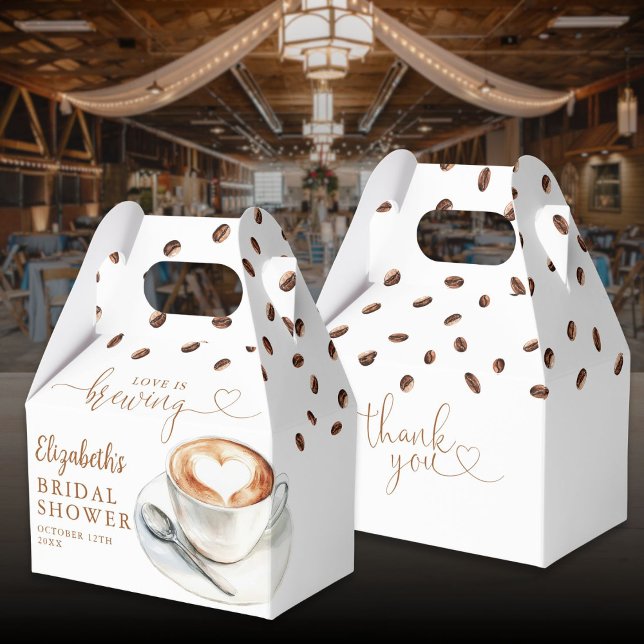 Caja Para Regalos Ducha de Novia Tema Café Love Is Brewing (Love Is Brewing Coffee Theme Bridal Shower Favor Boxes)