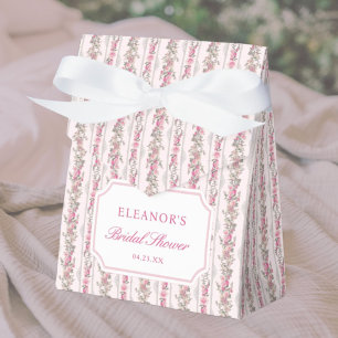 Caja Para Regalos Ducha de Novia Toile Coquette Lazo Rosa