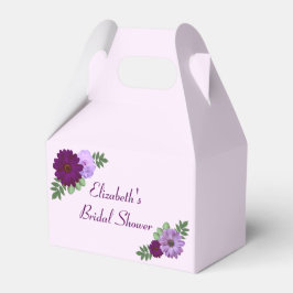 Caja Para Regalos Ducha morada de novias con flores de peón morado