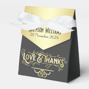 Caja Para Regalos Ducha Noviembre Elegante Gris Dorado Elegante