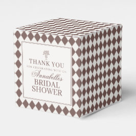 Caja Para Regalos Ducha Nupcial de Cuadros Arlequín Marrón Mocha