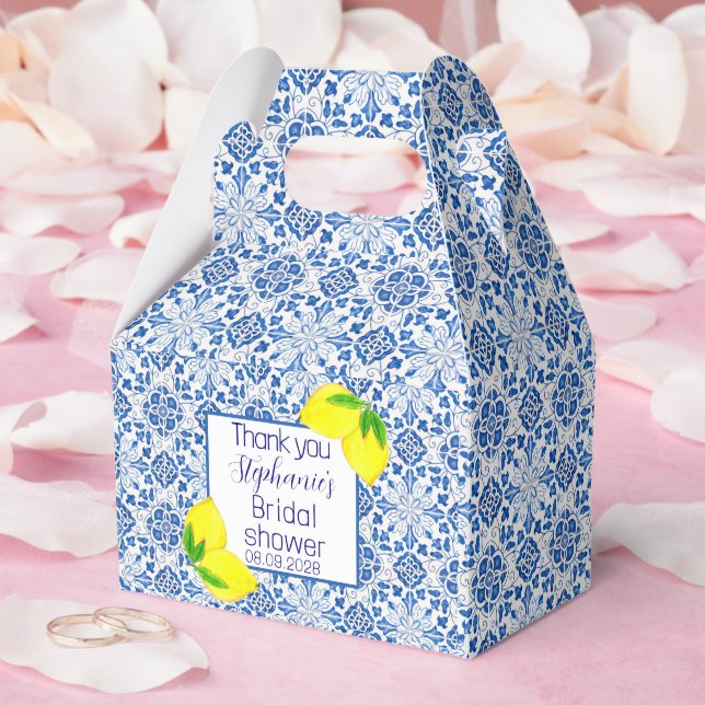 Caja Para Regalos Ducha nupcial mediterránea de limón de azulejos po (Boda)