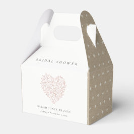 Caja Para Regalos Ducha nupcial mínima de corazón floral Dusky Rubor