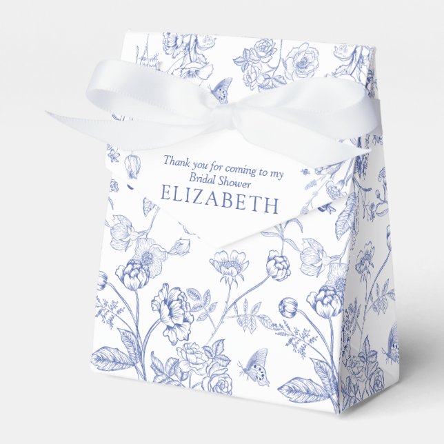 Caja Para Regalos Ducha nupcial victoriana azul y blanca (Front Side)